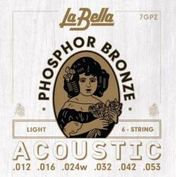 Комплект струн для акустической гитары, фосфорная бронза, 12-53 LA BELLA 7GPZ