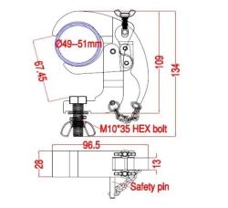 Струбцина крепежная, 49-51мм, М10 LFocus 627P128-M10D