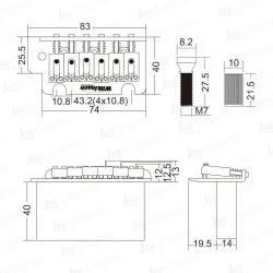 M Series Бридж тремоло, золото WILKINSON WOV06-GD