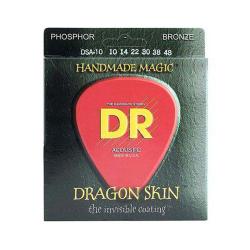 Струны для акустической гитары, калибр 10-48 DR STRINGS DSA-10 Dragon Skin Acoustic Extra Light 10-48