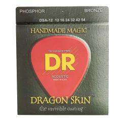 Струны для акустической гитары, калибр 12-54 DR STRINGS DSA-12 Dragon Skin Acoustic Light 12-54