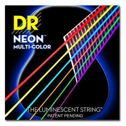 Струны для акустической гитары, калибр 12-54 DR STRINGS NMCA-12 Neon Multi-Color Acoustic Light 12-54