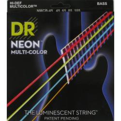 Струны для 4-струнной бас-гитары, калибр 45-105 DR STRINGS NMCB-45 Neon Multi-Color Bass Medium 45-105