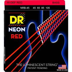 Струны для 4-струнной бас-гитары, калибр 45-105 DR STRINGS NRB-45 Neon Red Bass Medium 45-105