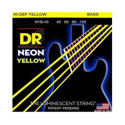 Струны для 4-струнной бас-гитары, калибр 45-105 DR STRINGS NYB-45 Neon Yellow Bass Medium 45-105