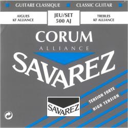 Струны для классической гитары, нейлон, сильное натяжение SAVAREZ 500AJ Alliance Corum Blue High Tension