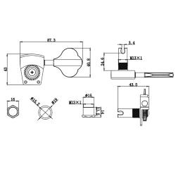 Колковая механика для гитары бас GUYKER GB-3639 chrome1L