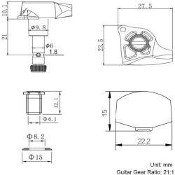 Колковая механика GUYKER GK-510-D73FL chrome3R3L