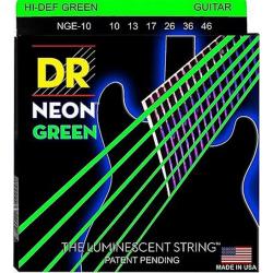 Струны для электрогитары, калибр 10-46 DR STRINGS NGE-10 Neon Green Electric Medium 10-46