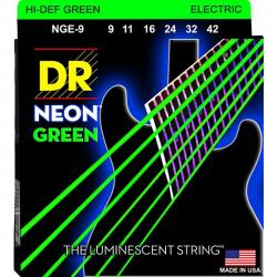 Струны для электрогитары, калибр 9-42 DR STRINGS NGE-9 Neon Green Electric Light 9-42