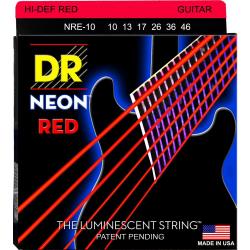 Струны для электрогитары, калибр 10-46 DR STRINGS NRE-10 Neon Red Electric Medium 10-46