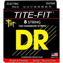 Струны для 8-струнной электрогитары, калибр 10-75 DR STRINGS TF8-10 Tite-Fit Electric Medium 8-String 10-75