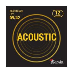Струны для 12-стр акуст гитары, 9/42, 80/20 бронза BLACKSMITH 80/20 Bronze Light 9/42 12 String