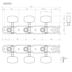 Колки для классической гитары, никель GOTOH 35G-350