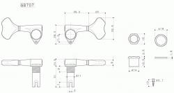 Колки для 4-струнной бас-гитары, 2+2 GOTOH GB-707-CK-L2+R2