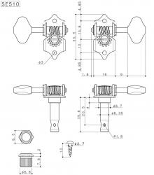 Открытые колки Kluson style, 42432 никель, овал GOTOH SE510-06MC