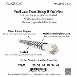 Струны нейлоновые серебро среднее натяжение 28-42 DR STRINGS CN-M