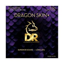 Струны для акустической гитары, Калибр: 11-50, Серия: DRAGON SKIN+™, Обмотка: бронза 80/20, Покрытие... DR STRINGS DA8-11