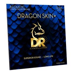 Струны для акустической гитары, Калибр: 12-54, Серия: DRAGON SKIN+™, Обмотка: бронза 80/20, Покрытие: микротонкое DR STRINGS DA8-12