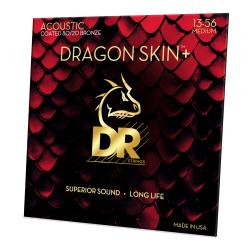 Струны для акустической гитары, Калибр: 13-56, Серия: DRAGON SKIN+™, Обмотка: бронза 80/20, Покрытие: микротонкое DR STRINGS DA8-13