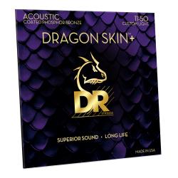 Струны для акустической гитары, Калибр: 11-50, Серия: DRAGON SKIN+™, Обмотка: фосфористая бронза, Покрытие: микротонкое DR STRINGS DAP-11