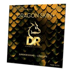 Струны для акустической гитары, Калибр: 12-56, Серия: DRAGON SKIN+™, Обмотка: фосфористая бронза, Покрытие: микротонкое DR STRINGS DAP-12/56