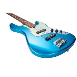Бас-гитара, форма JazzBass, JJ, цвет синий MOOER MBJ410 Metal Blue