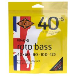 Струны для бас-гитары, никелевое покрытие, 40-100 ROTOSOUND RB40-5 NICKEL (UNSILKED) 5 STRING 40 60 80 100 125