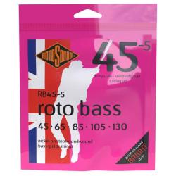 Струны для бас-гитары, никелевое покрытие, 45-130 ROTOSOUND RB45-5 NICKEL (UNSILKED) 5 STRING 45 65 85 105 130