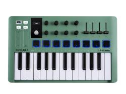 MIDI клавиатура 25 клавиш, 8 энкодеров, 8 RGB пэдов, 8 фейдеров, дисплей, сенсорные регуляторы Pitch... ARTURIA MiniLAB 3 Mint Edition
