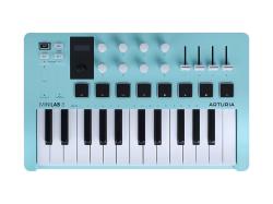 MIDI клавиатура 25 клавиш, 8 энкодеров, 8 RGB пэдов, 8 фейдеров, дисплей, сенсорные регуляторы Pitch... ARTURIA MiniLAB 3 Aquamarine