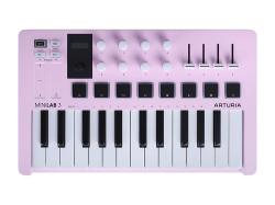 MIDI клавиатура 25 клавиш, 8 энкодеров, 8 RGB пэдов, 8 фейдеров, дисплей, сенсорные регуляторы Pitch... ARTURIA MiniLAB 3 Rose Quartz
