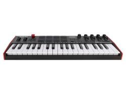 MIDI клавиатура 37 мини-клавиш, 8 пэдов с RGB, 8 энкодеров, шаговый секвенсор, арпеджиатор, колесо pitch и modulation, OLED дисплей, выходы: CV/Gate: 3 x 1/8” Pitch/Gate/Mod, 1 x 1/8” CV Clock, вход: 1/8” CV Clock MIDI AKAI MPK Mini Plus