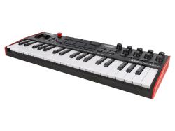 MIDI клавиатура 37 мини-клавиш, 8 пэдов с RGB, 8 энкодеров, шаговый секвенсор, арпеджиатор, колесо pitch и modulation, OLED дисплей, выходы: CV/Gate: 3 x 1/8” Pitch/Gate/Mod, 1 x 1/8” CV Clock, вход: 1/8” CV Clock MIDI AKAI MPK Mini Plus