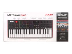 MIDI клавиатура 37 мини-клавиш, 8 пэдов с RGB, 8 энкодеров, шаговый секвенсор, арпеджиатор, колесо pitch и modulation, OLED дисплей, выходы: CV/Gate: 3 x 1/8” Pitch/Gate/Mod, 1 x 1/8” CV Clock, вход: 1/8” CV Clock MIDI AKAI MPK Mini Plus