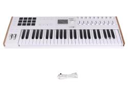 MIDI клавиатура 49 клавиш, полувзвешенная механика, дисплей, 12 пэдов , 9 фейдеров, 9 поворотных регуляторов, 3 входа для подключения педалей, MIDI in/out, USB-C ARTURIA KeyLAB 49 MK3 White