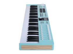 MIDI клавиатура 61 клавиша, LCD дисплей, 9 энкодеров, 8 пэдов, 9 фейдеров, 12 кнопок управления, колеса высоты тона и модуляции, 1/4