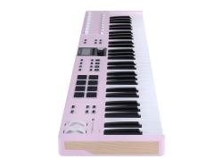 MIDI клавиатура 61 клавиша, LCD дисплей, 9 энкодеров, 8 пэдов, 9 фейдеров, 12 кнопок управления, колеса высоты тона и модуляции, 1/4