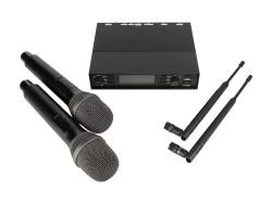 Микрофонная радиосистема UHF 650 - 758 MHz, подавитель обратной связи, цифровая модуляция, LCD дисплей, DSP, ручной микрофон - 2 шт. AXELVOX DX800FK