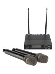 Микрофонная радиосистема UHF 650 - 758 MHz, подавитель обратной связи, цифровая модуляция, LCD дисплей, DSP, ручной микрофон - 2 шт. AXELVOX DX800FK