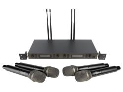 Микрофонная радиосистема UHF 650 - 758 MHz, цифровая модуляция, LCD дисплей, DSP, ручной микрофон - 4 шт. AXELVOX DX800FC
