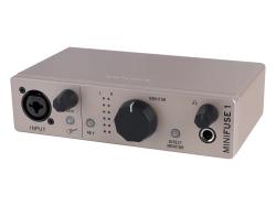 Аудиоинтерфейс USB 24бит/192кГц, комбинированный разъем XLR и 6.3 мм для записи инструментов и вокала с фантомным питанием 48 В, выходы на монитор (L/R Jack), выход для наушников ARTURIA MiniFuse 1 Champagne