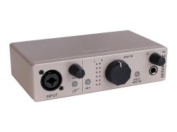 Аудиоинтерфейс USB 24бит/192кГц, комбинированный разъем XLR и 6.3 мм для записи инструментов и вокала с фантомным питанием 48 В, выходы на монитор (L/R Jack), выход для наушников ARTURIA MiniFuse 1 Champagne