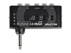 Компактный басгитарный усилитель-эмулятор Rushead Max Bass 5 регулировок для управл.модели clean,overdrive and distortion,эффекты:chorus, tremolo,flanger,reverb,delay,вход Aux, время работы от встроенн.аккумулятора 5 час. зарядка по USB VALETON RH-101