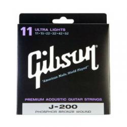 Струны для акустической гитары, 11-52, фосфорная бронза GIBSON SAG-J200UL J200 Phosphor Bronze Acoustic 11-52