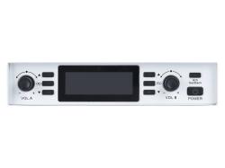Микрофонная радиосистема UHF 650 - 758 MHz, подавитель обратной связи, цифровая модуляция, LCD дисплей, DSP, ручной микрофон - 2 шт., силиконовые кольца - 2 шт., держатель для микрофона - 2 шт., цвет белый. AXELVOX DX800SW