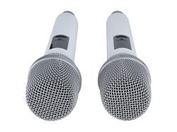 Микрофонная радиосистема UHF 650 - 758 MHz, подавитель обратной связи, цифровая модуляция, LCD дисплей, DSP, ручной микрофон - 2 шт., силиконовые кольца - 2 шт., держатель для микрофона - 2 шт., цвет белый. AXELVOX DX800SW