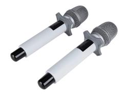 Микрофонная радиосистема UHF 650 - 758 MHz, подавитель обратной связи, цифровая модуляция, LCD дисплей, DSP, ручной микрофон - 2 шт., силиконовые кольца - 2 шт., держатель для микрофона - 2 шт., цвет белый. AXELVOX DX800SW