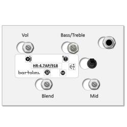 3 полосный EQ: низкие/высокие, средние (3 частоты), громкость (активный/пассивный режим), баланс BARTOLINI HR-4.7AP 918