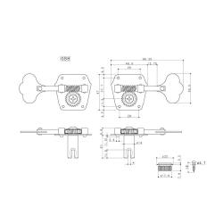 Винтажные колки по три на пластине Kluson style, никель GOTOH 2052NS